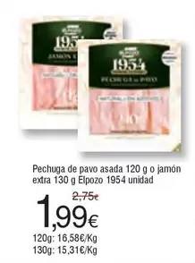 Oferta de Elpozo - Pechuga De Pavo Asada O Jamon Extra por 1,99€ en Froiz