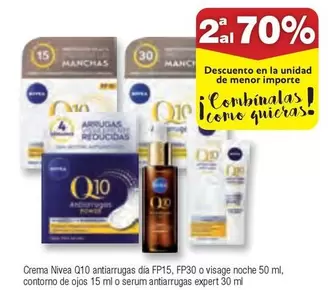 Oferta de Nivea - Crema Q10 Antiarrugas Dia Fp15, Fp30 O Visage Noche en Froiz