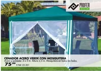 Oferta de Cenador Acero Verde Con Mosquitera por 75,99€ en Coferdroza