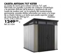 Oferta de Keter - Caseta Artisan 7x7 Keter por 1249€ en Coferdroza