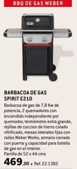 Oferta de Weber - Barbacoa De Gas Spirit E210 por 469€ en Coferdroza
