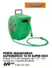 Oferta de Claber - Porta Mangueras Automatico 10 M Super Ego por 69,95€ en Coferdroza
