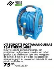 Oferta de Kit Soporte Portamangueras 15m Enrrollable por 75,95€ en Coferdroza