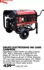 Oferta de Campofrío - Grupo Electrogeno Mk-3600 por 439€ en Coferdroza