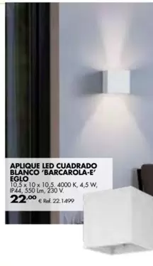 Oferta de Aplique Led Cuadrado Blanco Barcarola-e Eglo por 22€ en Coferdroza
