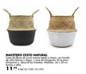 Oferta de Blanco - Macetero Cesto Natural por 11,95€ en Coferdroza