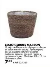 Oferta de Cesto Gordes Marron por 7,95€ en Coferdroza