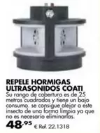Oferta de Repele Hormigas Ultrasonidos Coati por 48,95€ en Coferdroza