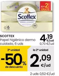 Oferta de Scottex - Papel Higienico Dermo Cuidado por 4,19€ en Eroski