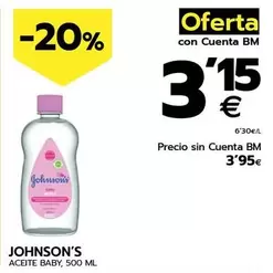 Oferta de Johnson's - Aceite Baby por 3,95€ en BM Supermercados