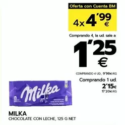 Oferta de Milka - Chocolate Con Leche por 2,15€ en BM Supermercados