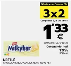 Oferta de Nestlé - Chocolate Blanco Milkybar por 1,99€ en BM Supermercados