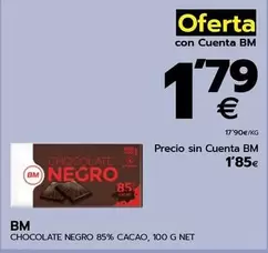 Oferta de Bm - Chocolate Negro 85% Cacao por 1,85€ en BM Supermercados