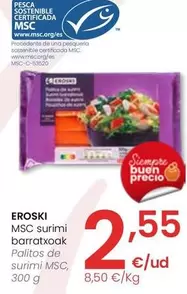 Oferta de Eroski - Palitos De Surimi MSC por 2,55€ en Eroski
