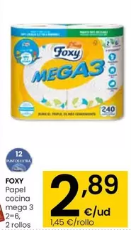 Oferta de Foxy - Papel Cocina Mega 3 por 2,89€ en Eroski