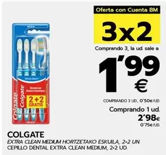 Oferta de Colgate - Cepillo Dental Extra Clean Medium, 2+2 Ud por 2,98€ en BM Supermercados