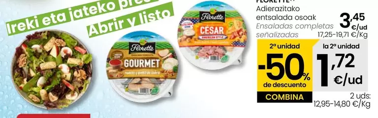 Oferta de Florette - Ensaladas Completas Señalizadas  por 3,45€ en Eroski