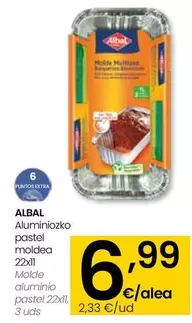 Oferta de Albal - Molde Aluminio Pastel por 6,99€ en Eroski
