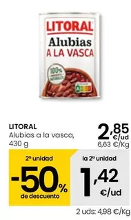 Oferta de Litoral - Alubias A La Vasca por 2,85€ en Eroski