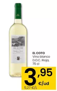 Oferta de El Coto - Vino Blanco D.O.C. Rioja por 3,95€ en Eroski