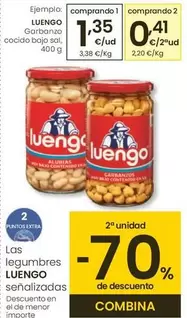Oferta de Luengo - Garbanzo Cocido Bajo Sal por 1,35€ en Eroski
