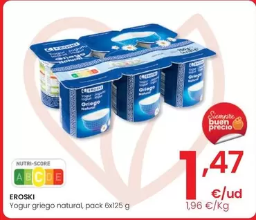Oferta de Eroski - Yogur Griego Natural por 1,47€ en Eroski