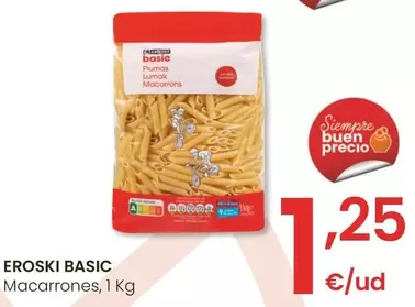 Oferta de Eroski Basic - Macarrones por 1,25€ en Eroski