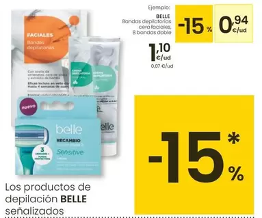 Oferta de Belle -  Bandas Depilatorias Cera Faciales por 0,94€ en Eroski