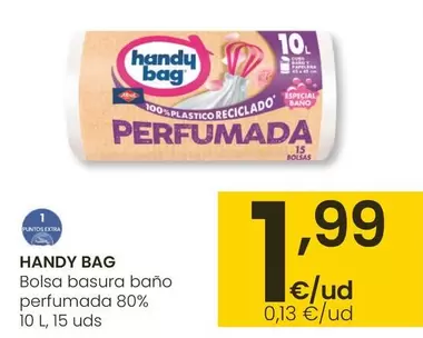 Oferta de Handy Bag - Bolsa Basura Bano Perfumada 80% por 1,99€ en Eroski