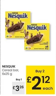Oferta de Nestlé - Nesquik Cereali Bar por 3,26€ en Eroski