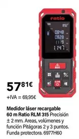 Oferta de Ratio - Medidor Láser Recargable 60 M Rtm 315 por 57,81€ en Cadena88
