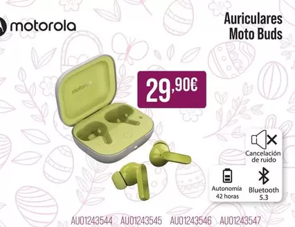 Oferta de Motorola - Auriculares Moto Buds por 29,9€ en MR Micro