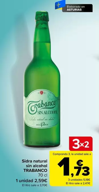 Oferta de Trabanco - Sidra Natural Sin Alcohol por 2,59€ en Carrefour