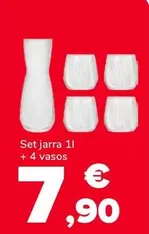 Oferta de Set Jarra + 4 Vasos por 7,9€ en Supeco
