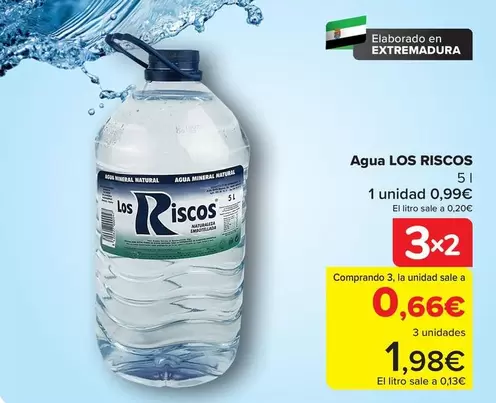Oferta de Los Riscos - Agua  por 0,99€ en Carrefour