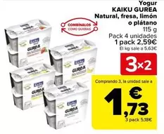 Oferta de Kaiku Gurea - Yogur Natural, Fresa, Limón O Plátano por 2,59€ en Carrefour