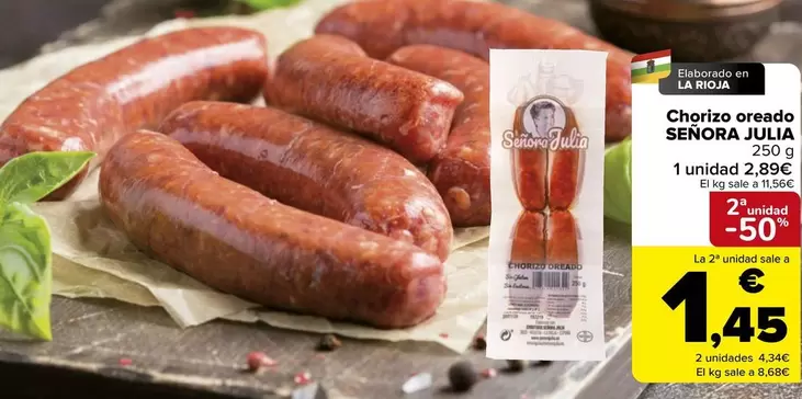 Oferta de Señora Julia - Chorizo Oreado por 2,89€ en Carrefour