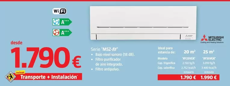 Oferta de Mitsubishi Electric - Serie 'MSZ-AY' por 1790€ en BAUHAUS