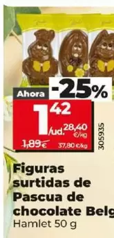 Oferta de Hamlet - Figuras Surtidas De Pascua De Chocolate Belga 50 G por 1,42€ en Dia