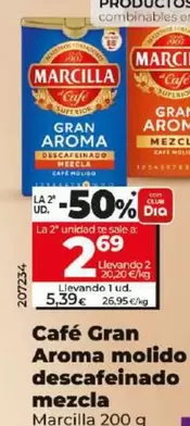 Oferta de Marcilla - Café Gran Aroma Molido Descafeinado Mezcla  por 5,39€ en Dia
