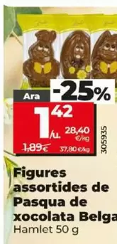 Oferta de Hamlet - Figuras Surtidas De Pascua De Chocolate Belga 50 G por 1,42€ en Dia