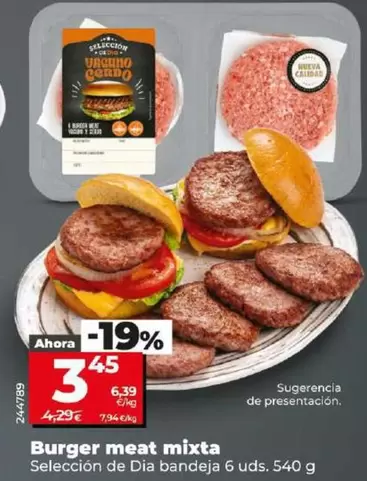 Oferta de Seleccion De Dia - Burger Meat Mixta por 3,45€ en Dia
