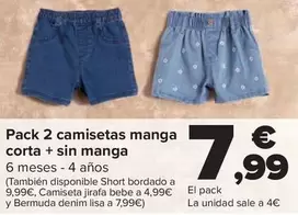 Oferta de TEX - Pack 2 Camisetas Manga Corta + Sin Manga por 7,99€ en Carrefour