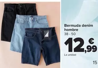 Oferta de Bermuda Denim Hombre por 12,99€ en Carrefour