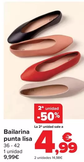 Oferta de Bailarina Punta Lisa por 9,99€ en Carrefour