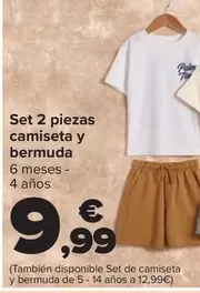 Oferta de TEX - Set 2 Piezas Camiseta Y Bermuda por 9,99€ en Carrefour