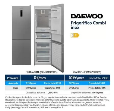 Oferta de Premium - Frigorífico Combi Inox por 341€ en Movistar