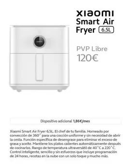 Oferta de Xiaomi - Smart Air Fryer por 120€ en Movistar