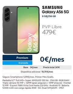 Oferta de Samsung - Galaxy A56 5G por 479€ en Movistar