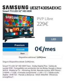 Oferta de Samsung - Ue32t4305aexxc por 229€ en Movistar
